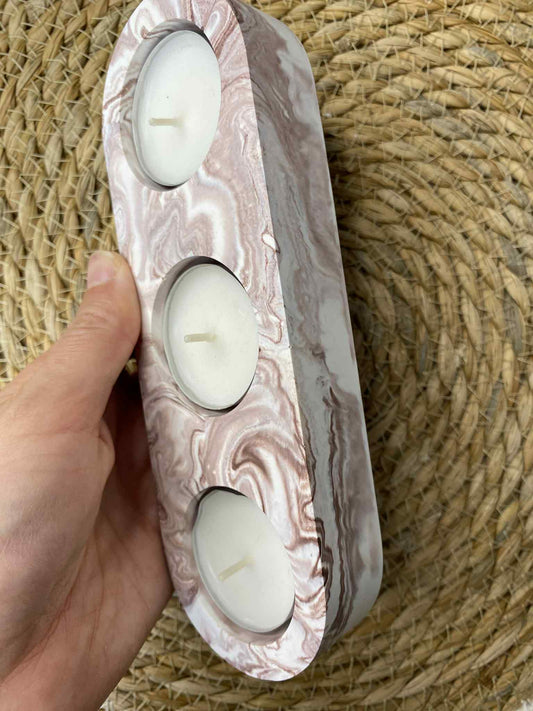 Dreiteiliger Kerzenständer (heller Kakao)