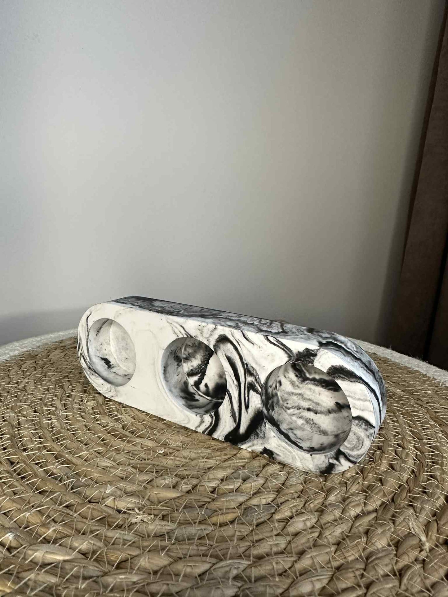 Trijų dalių žvakidė (juodas marmuras)