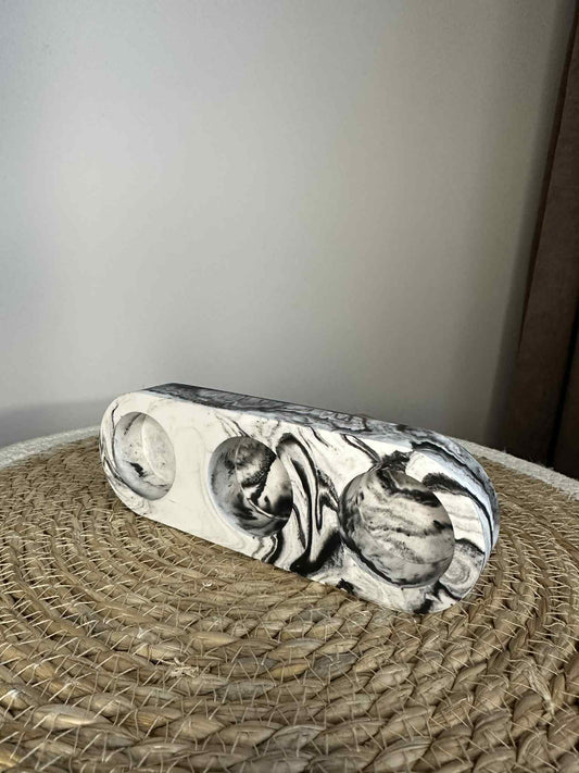 Trijų dalių žvakidė (juodas marmuras)