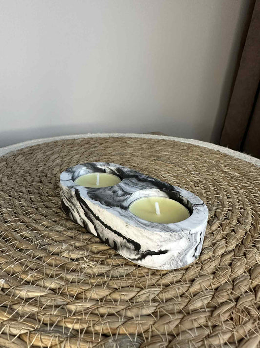 Dviejų dalių žvakidė (juodas marmuras)