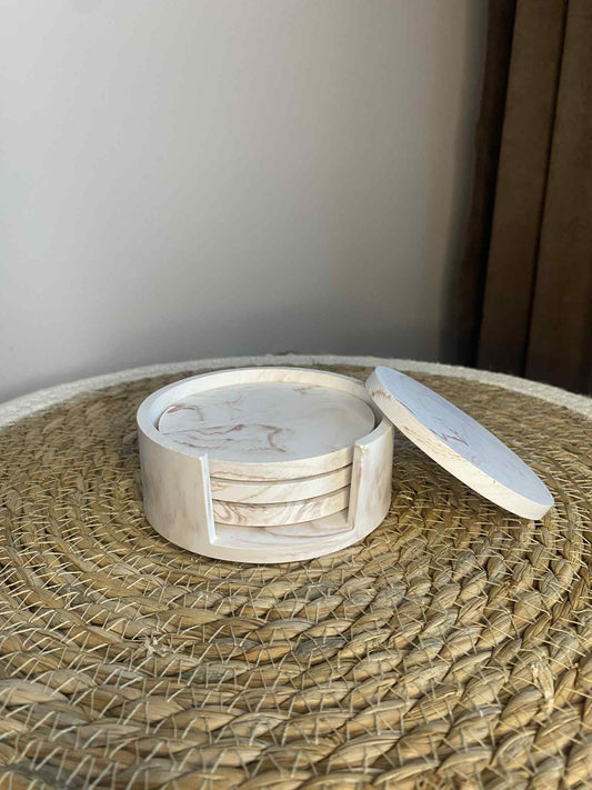 Puodelių padėkliukų rinkinys (švelni ruda)