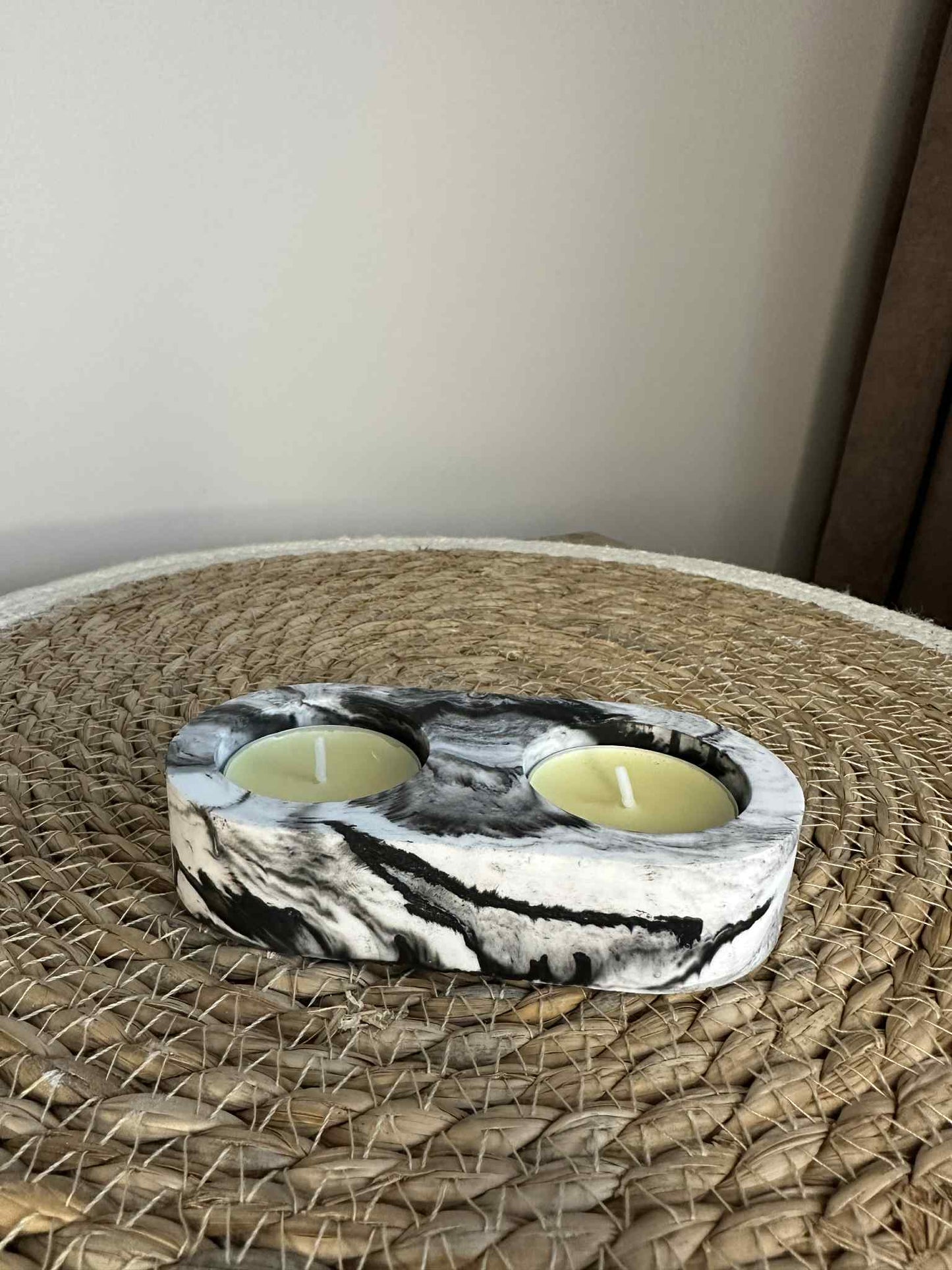 Dviejų dalių žvakidė (juodas marmuras)