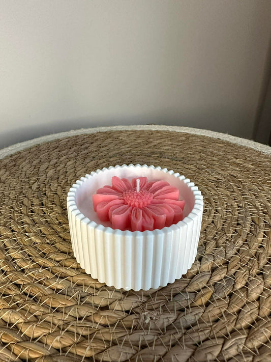 Sojų vaško žvakė su ramunėle (rausva)