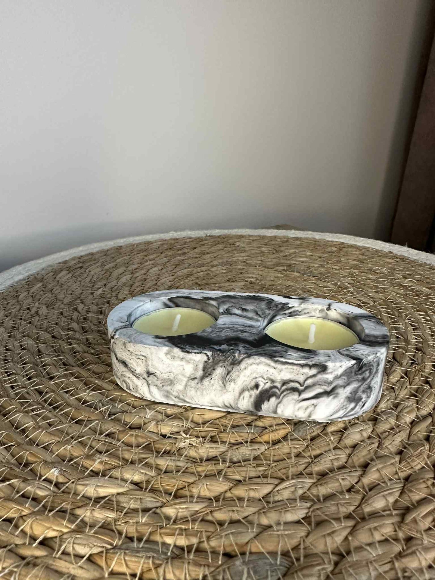 Dviejų dalių žvakidė (juodas marmuras)