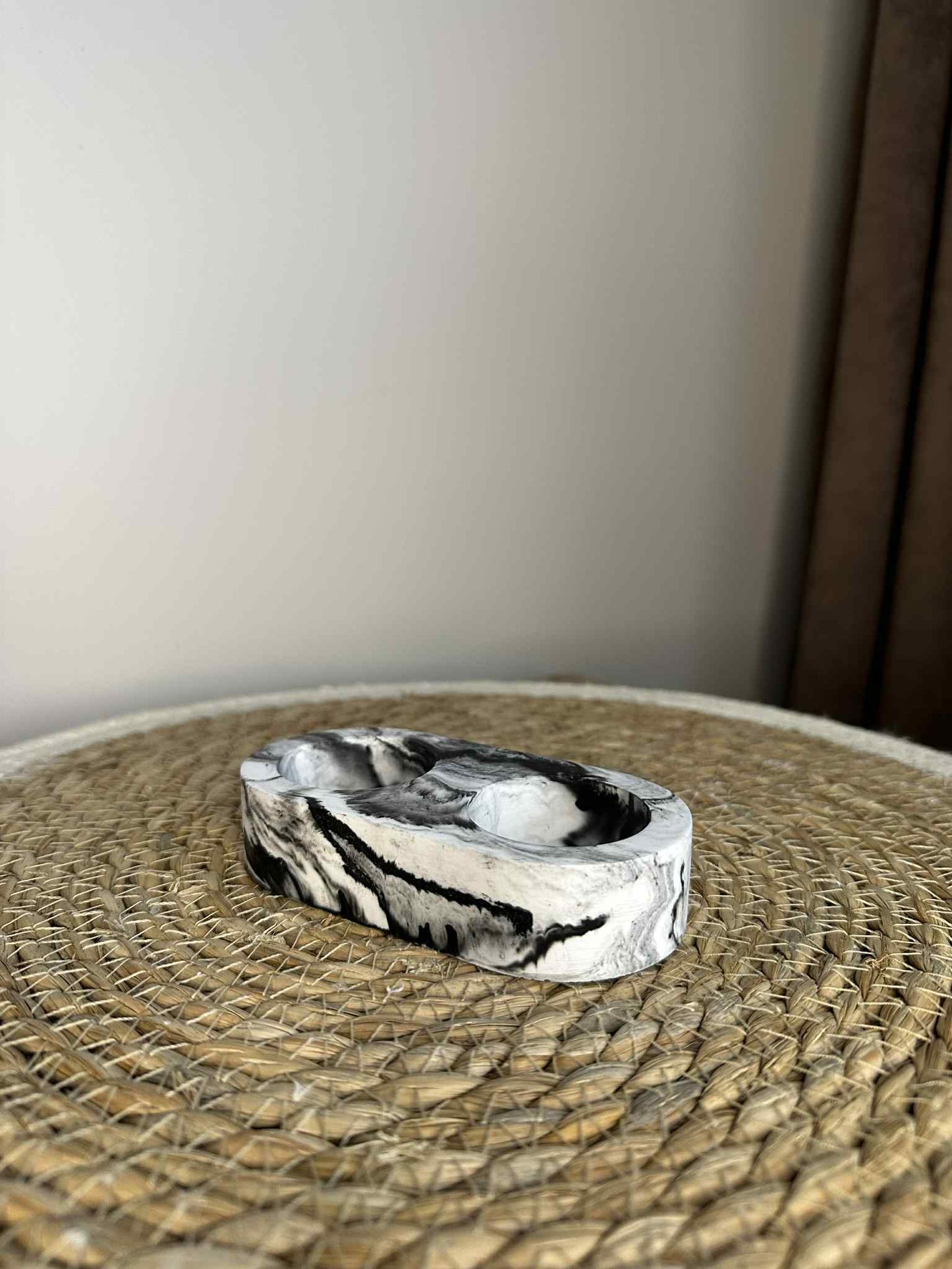 Dviejų dalių žvakidė (juodas marmuras)