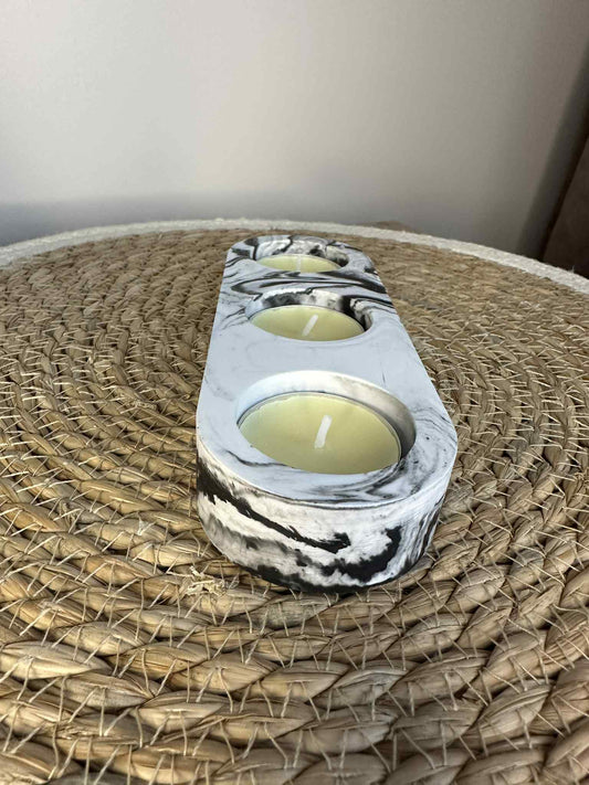 Trijų dalių žvakidė (juodas marmuras)