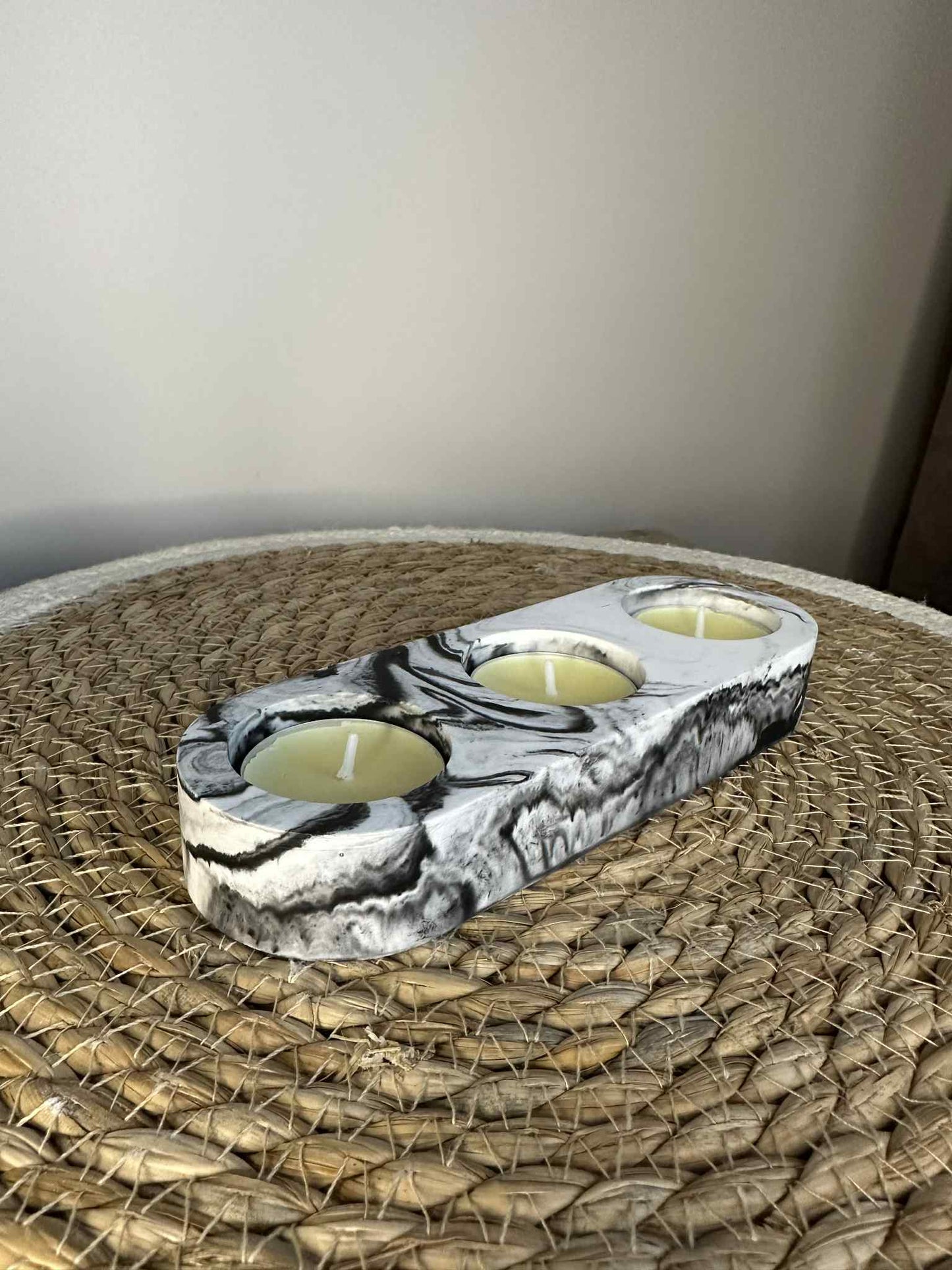 Trijų dalių žvakidė (juodas marmuras)