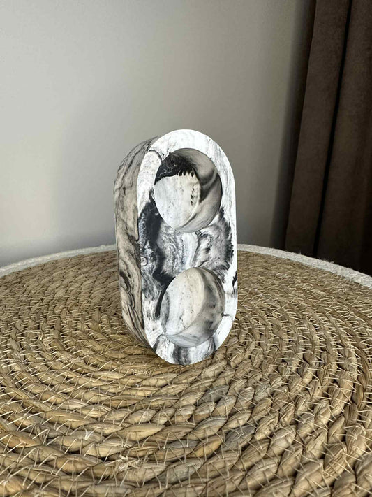 Dviejų dalių žvakidė (juodas marmuras)