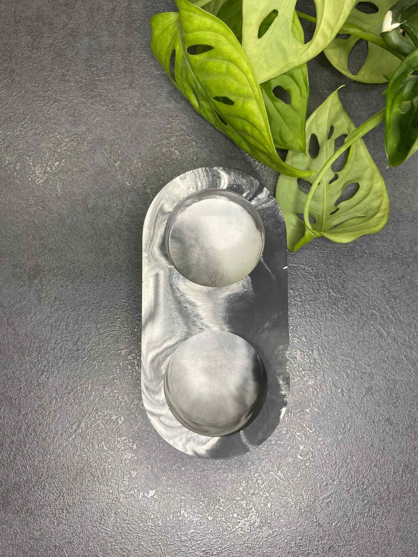 Two-piece candlestick (black marble)