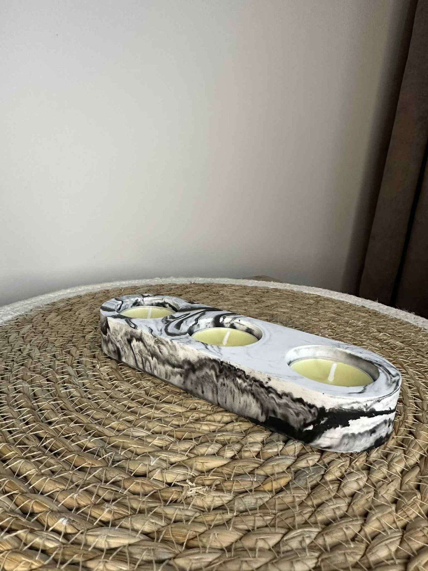 Trijų dalių žvakidė (juodas marmuras)