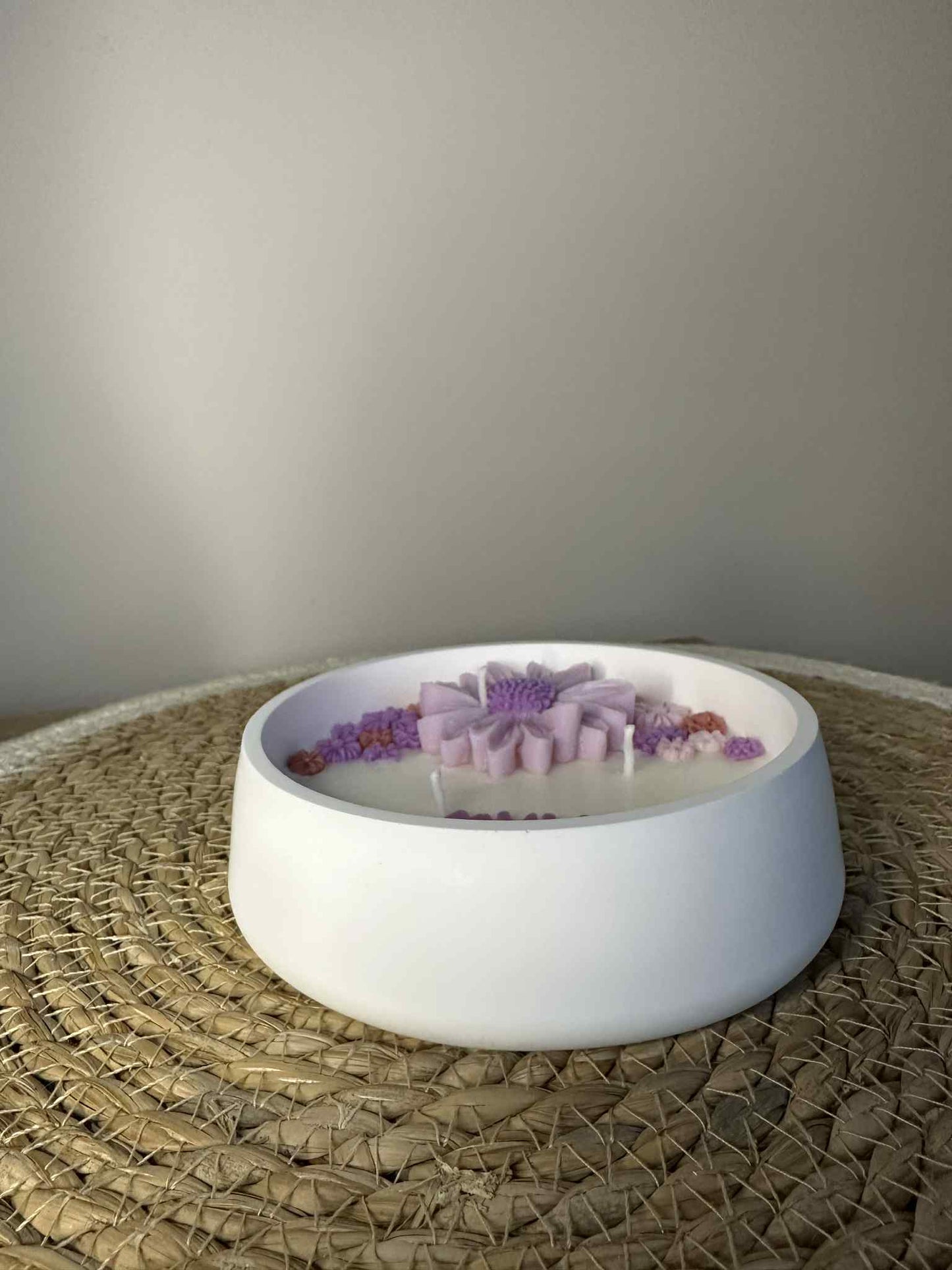 Rankų darbo žvakė „Myliu tave“ (violetinis atspalvis)