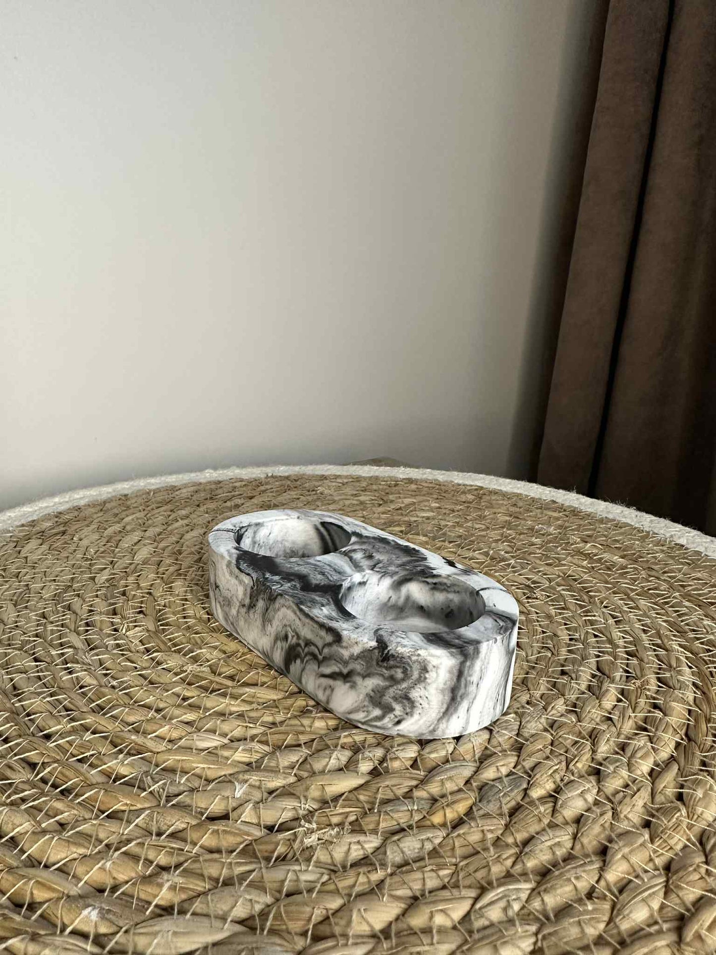 Dviejų dalių žvakidė (juodas marmuras)