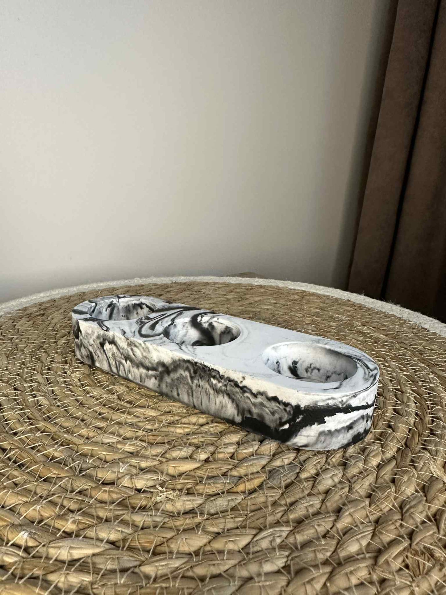 Trijų dalių žvakidė (juodas marmuras)